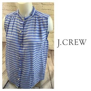 J. Crew Striped Button Down Sleeveless Blouse